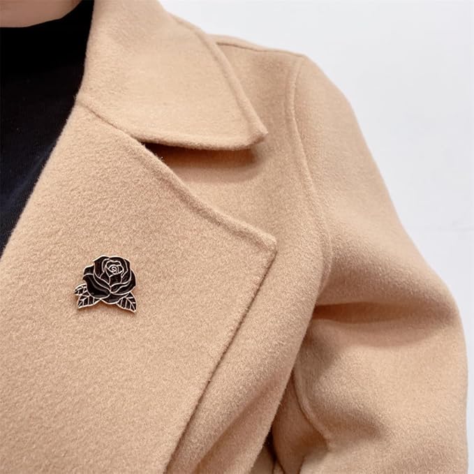 π€ Black Rose Enamel Pin β Gothic Floral Aesthetic Lapel Badge for Jackets, Bags & Hats