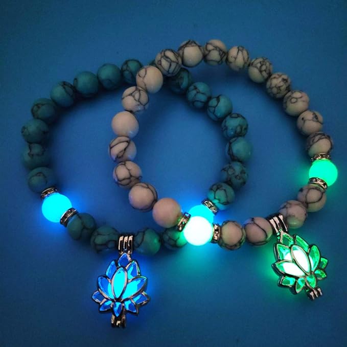π Glowing Moon & Lotus Charm Bracelet β Natural Turquoise Yoga Jewelry