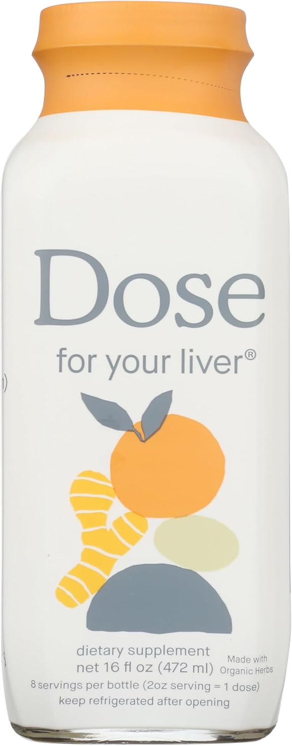 DOSE for Your Liver Cleanse Detox & Repair, Organic Milk Thistle Supplement with Turmeric, Dandelion, Ginger, and Orange, Promotes Optimal Liver Function, 16oz Bottle