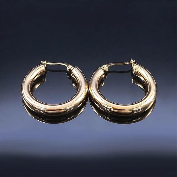 Chunky Gold Plated Hoop Earrings – Small Smooth Circle Hoops for Women