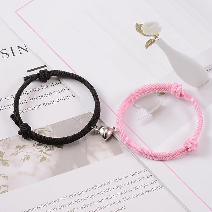 Twin Soul Magnetic Couple Bracelets – 2pcs Braided Rope Gift for Him & Her
