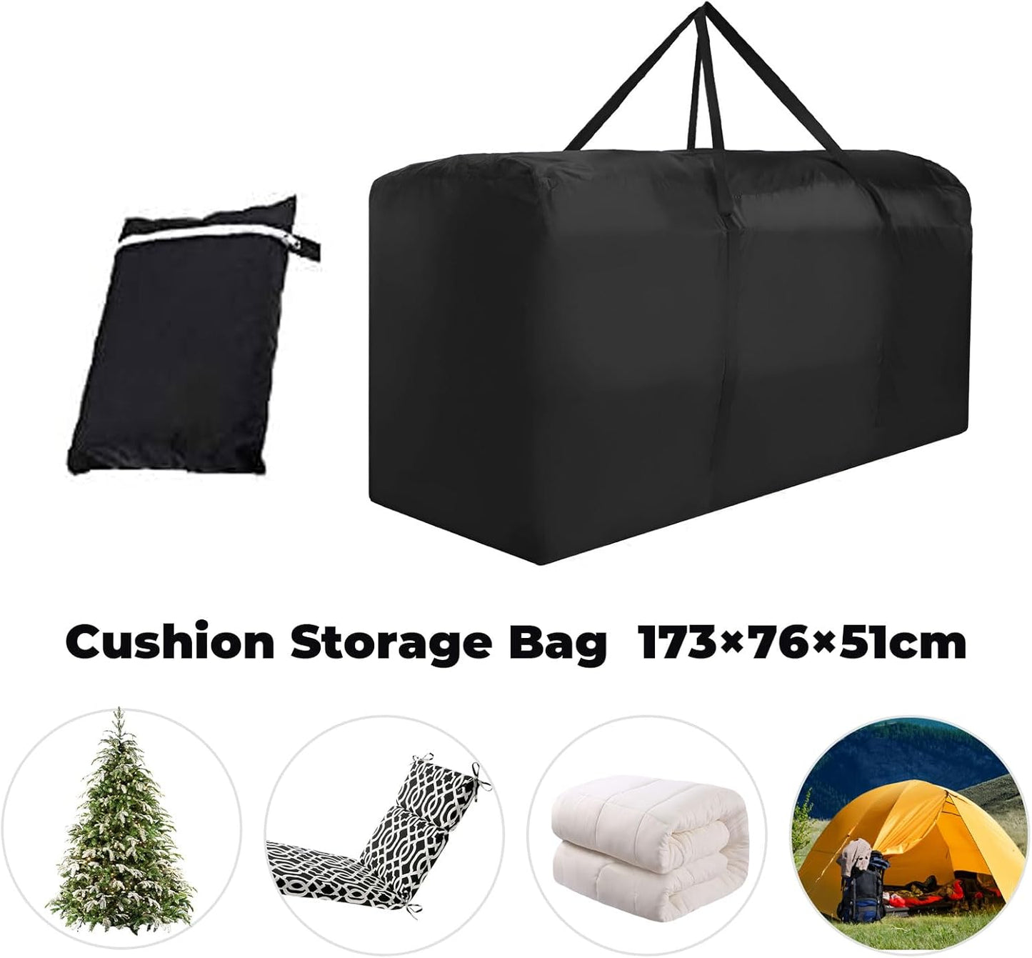 Patio Waterproof Extra Large Protective Zippered Outdoor Cushion Furniture Storage Bag with Handles