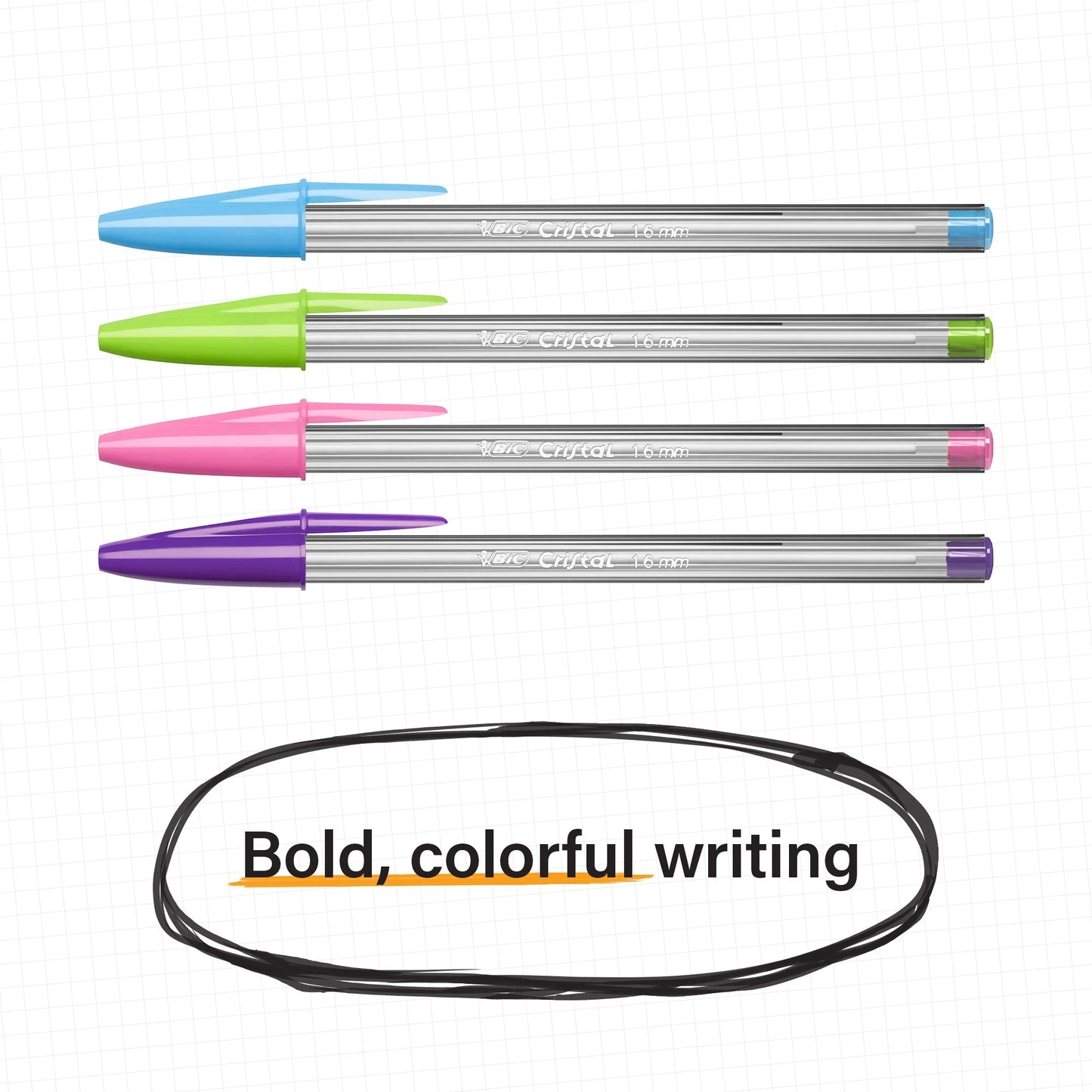 BIC® Cristal Ballpoint Pens, Bold Point, 1.6 mm, Assorted Ink Colors, 24 Count