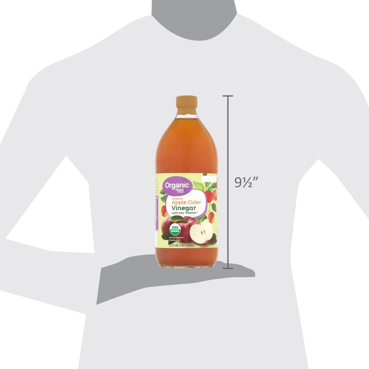 Great Value Organic Raw Unfiltered Apple Cider Vinegar, 32 fl oz
