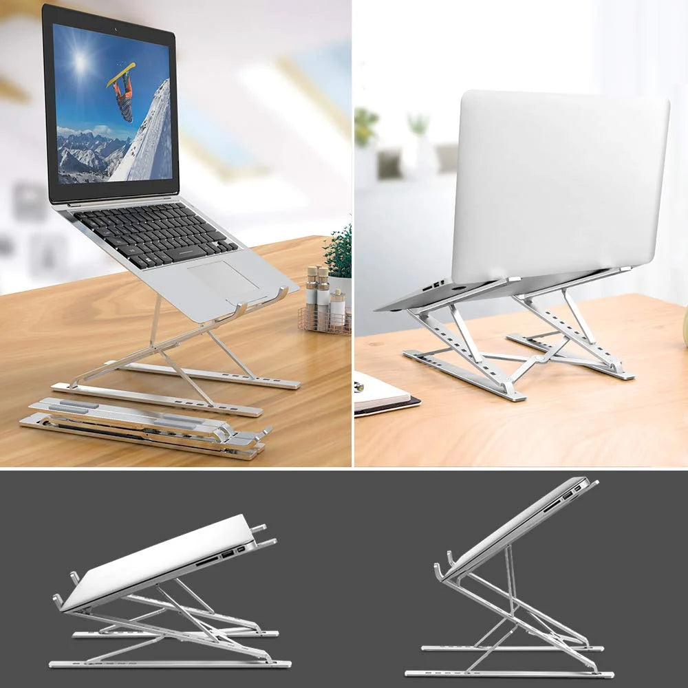 GJX Adjustable Laptop Stand for Desk | Lightweight Ergonomic Portable Laptop Stands | Foldable Aluminum Riser | MacBook Stand Pro Air or Any Devices up to 17.3"