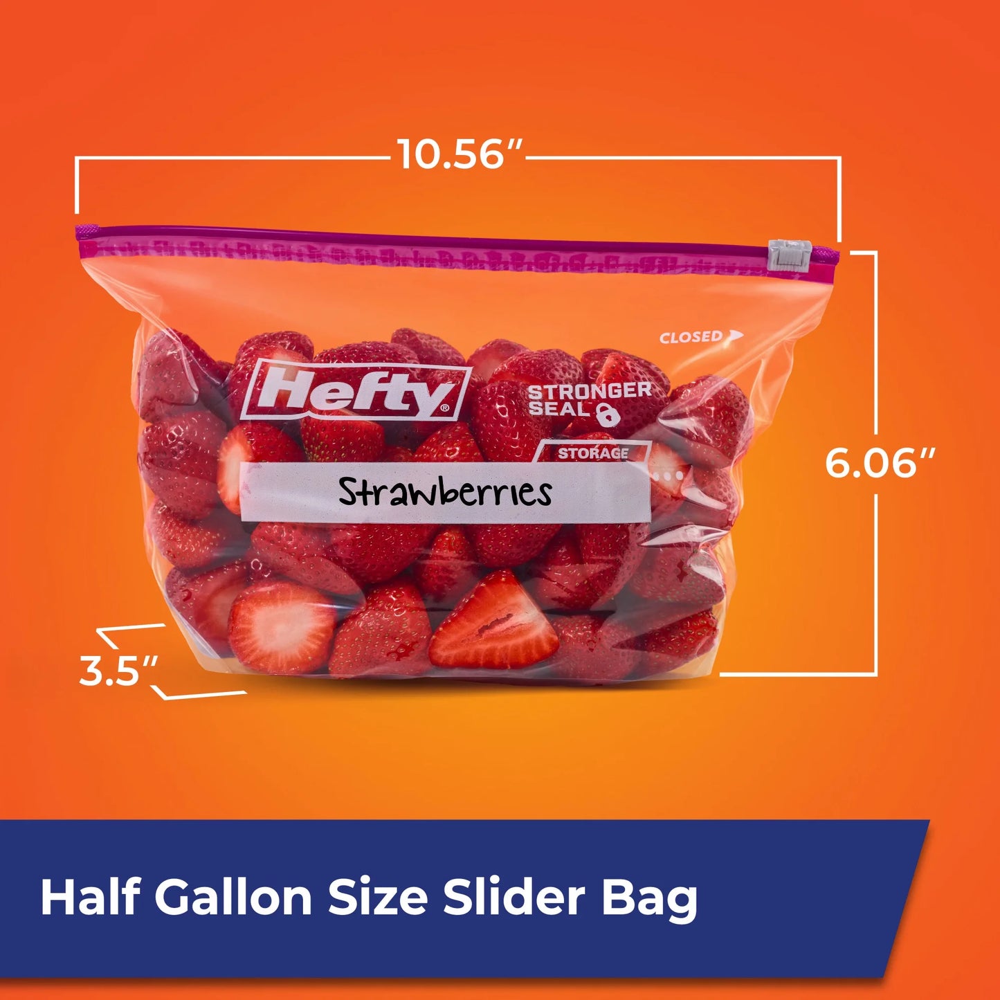 Hefty Slider Kitchen Storage Bags, Half-gallon Size, 40 Count