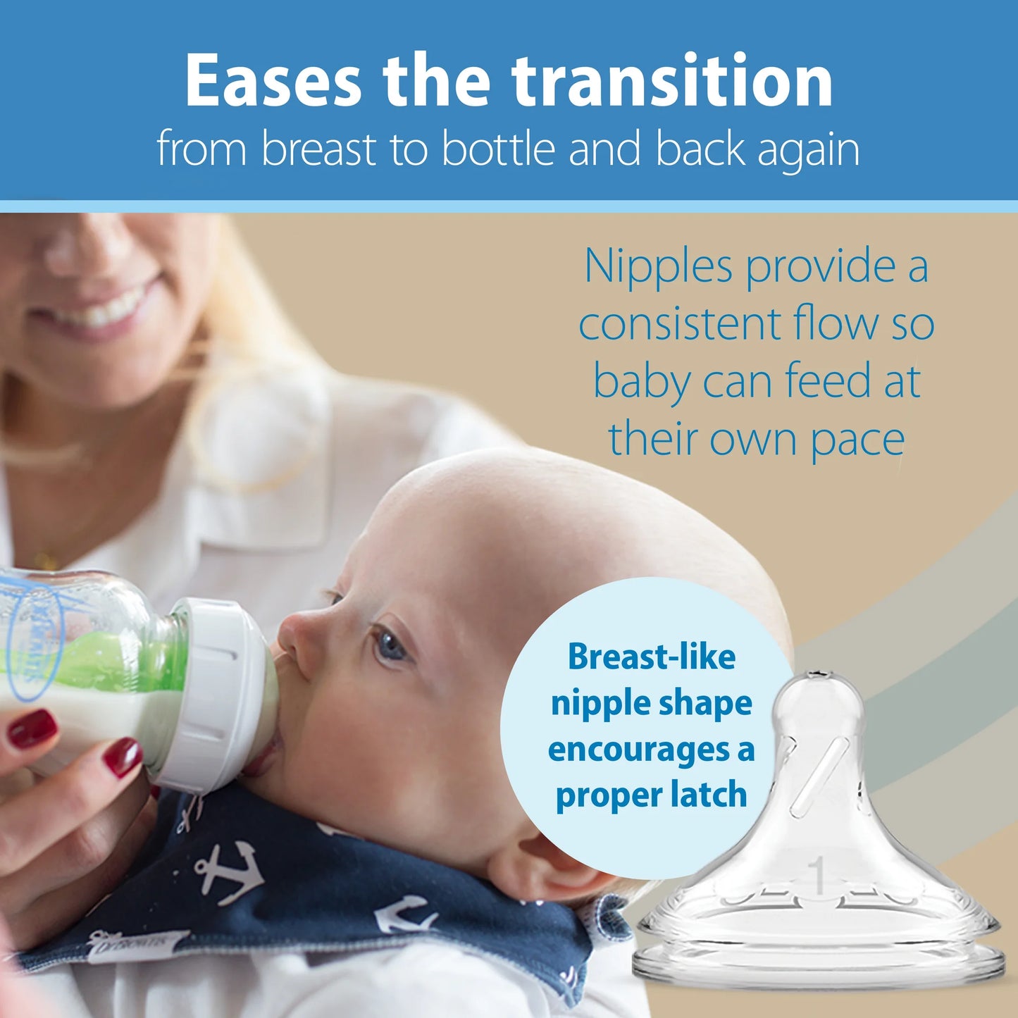 Dr. Brown's Anti-Colic Options+ Wide-Neck Glass Baby Bottle, 9 oz/270 ml, Slow Flow Nipple, BPA Free, 0m+ 2 Pack