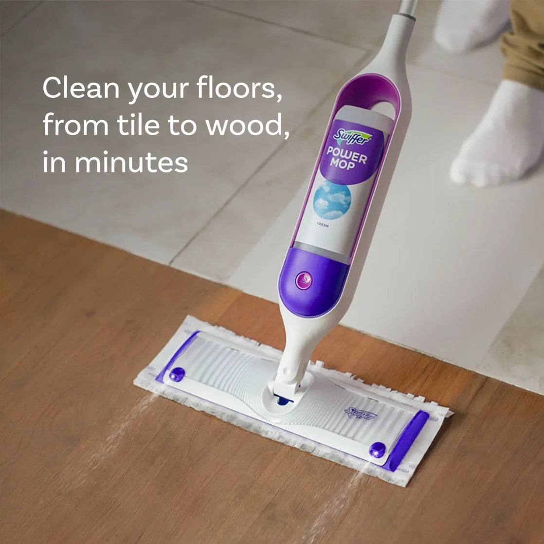 2 Pack Swiffer Power Mop Refill Solution, Tile, Vinyl, Laminate, Wood, Floor Cleaner, Fresh, 50.6oz