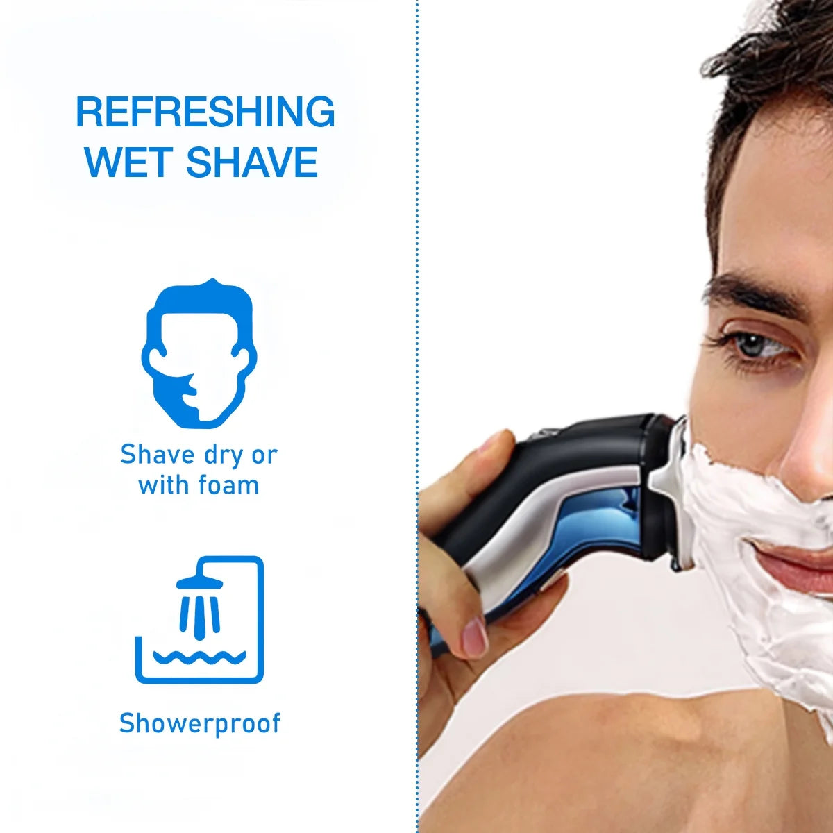 SweetLF Electric Shaver for Men, Cordless Rechargeable Electric Razor with Beard Trimmer, IPX7 Waterproof, Gifts for Men, Blue