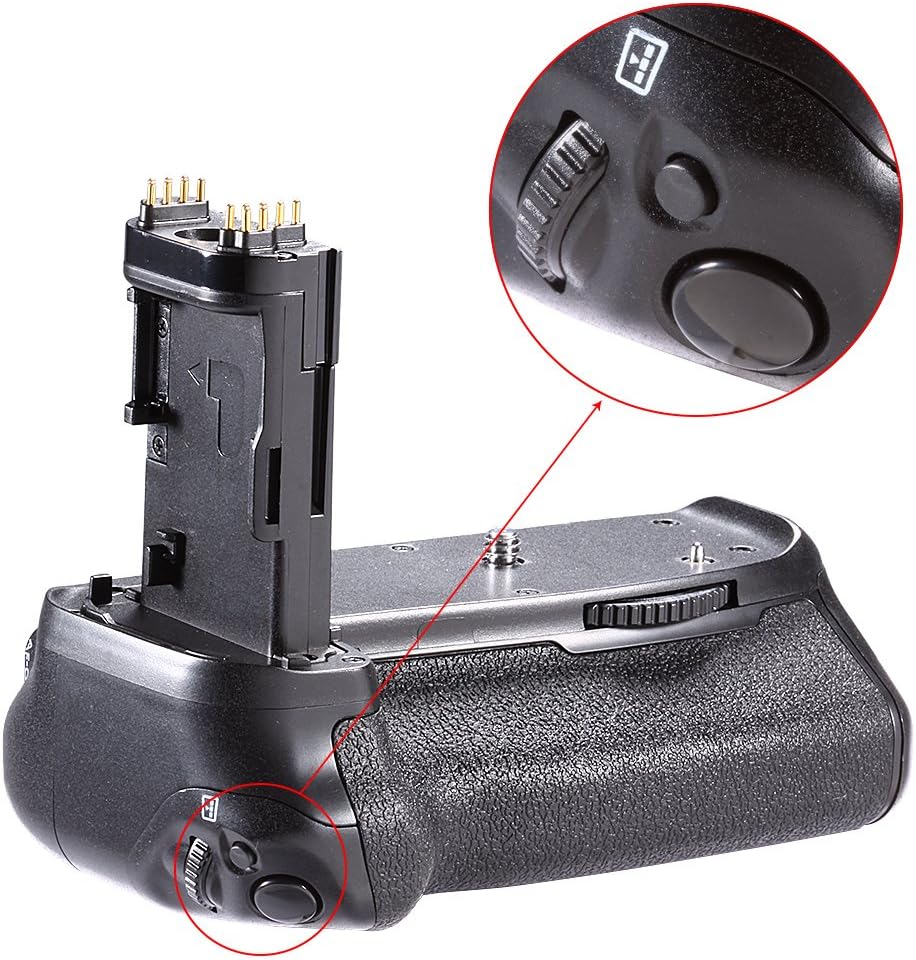 Battery Grip (Replacement for BG-E14), Vertical Grip with Shutter/Function Buttons, Powered By LP-E6 Battery or 6 PCS AA Batteries for Canon EOS 90D 80D 70D DSLR Camera (Batteries Not Included)