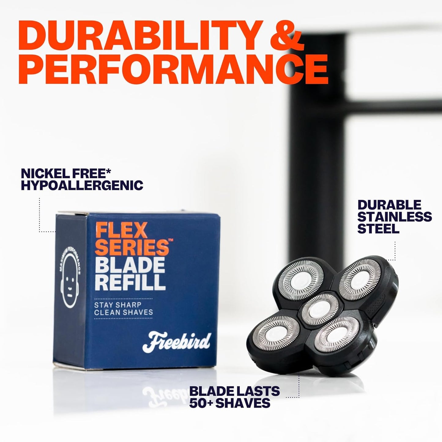 FlexSeries Head Shaver Blade Refills – 5-Head Rotary Waterproof Replacement Blades for Men’s ScalpSafe Shaving