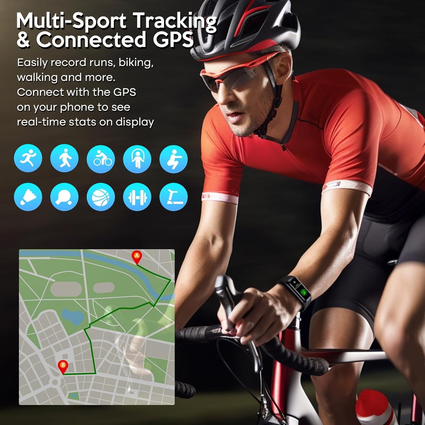 Vital Smart Watch and Fitness Tracker for Men/Women | Sleek Activity Tracker Health Watch for Women | Smart Notifications, Waterproof, Step Counter, Heart Rate Monitor, Blood Pressure Watch