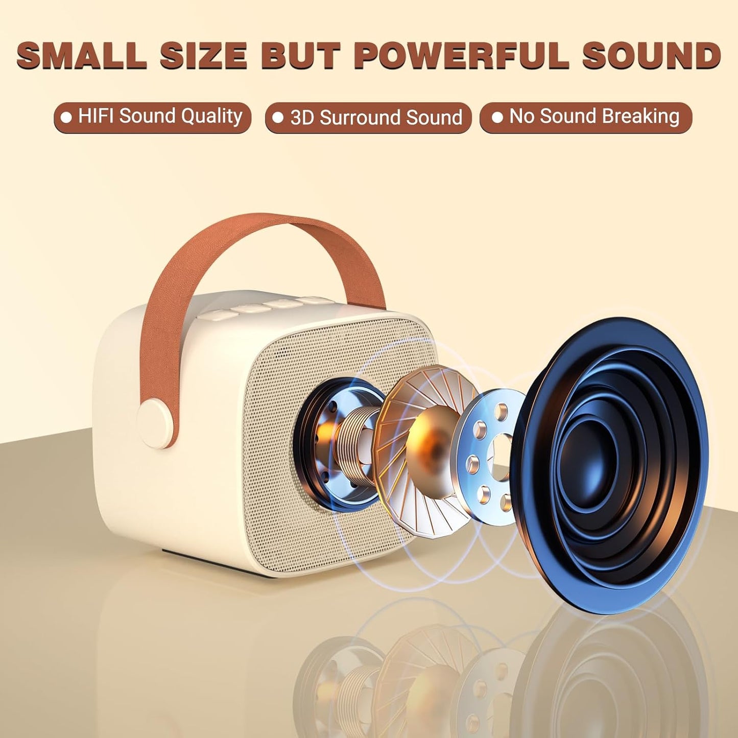 Mini Karaoke Machine with 2 Wireless Microphone, Bluetooth Speaker for Kids and Adults