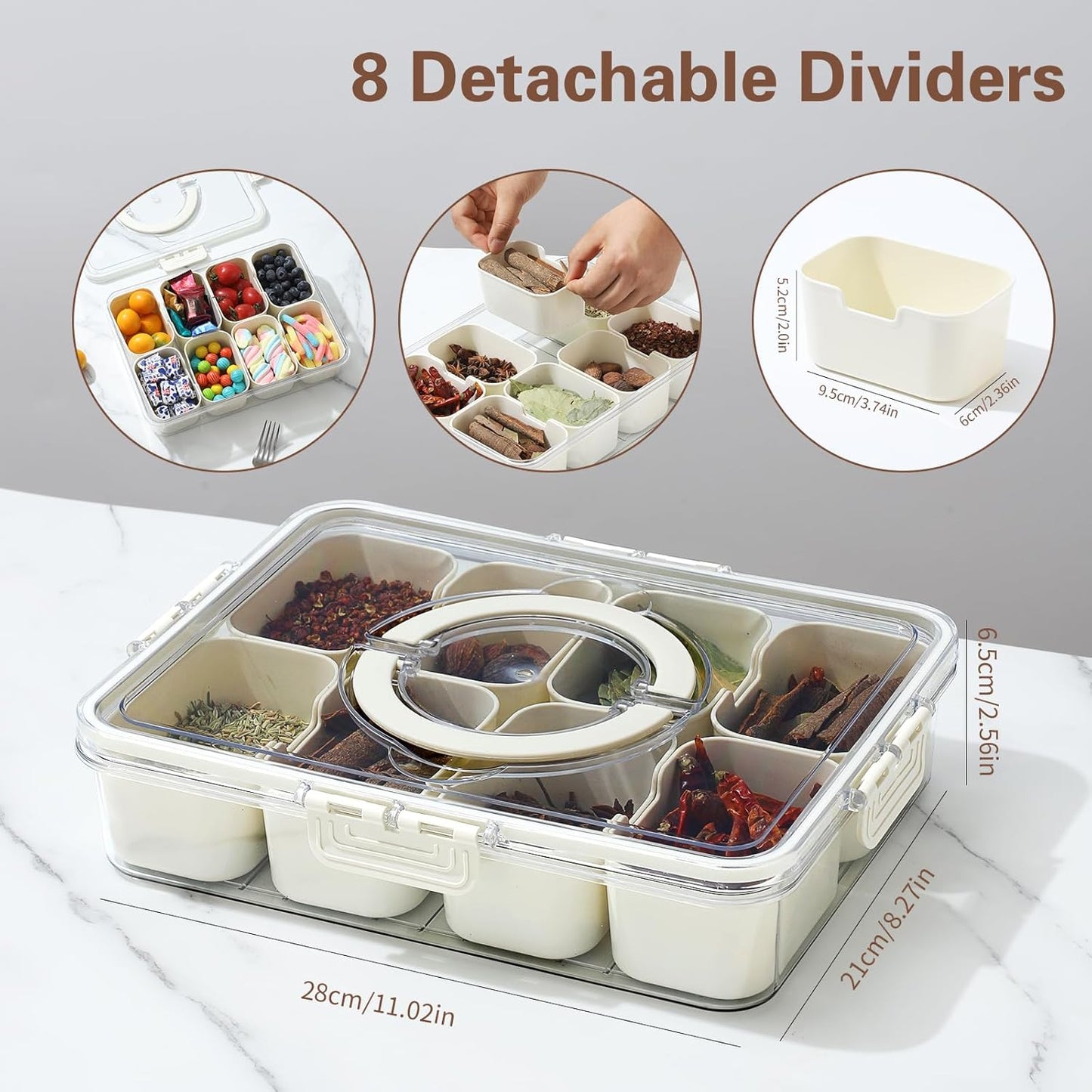 Divided Serving Tray with Lid and Handle