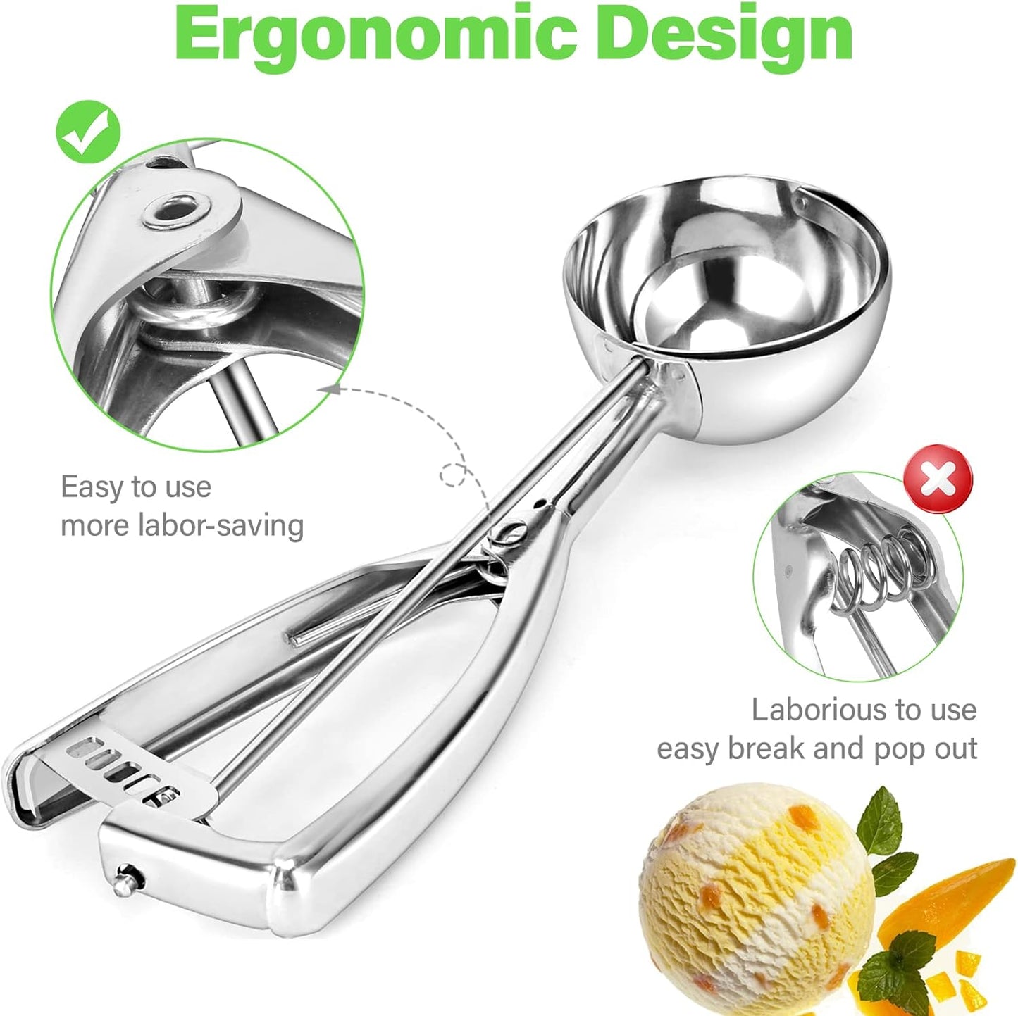 Premium Scooper 2.8 Tbsp – Stainless Steel Baking & Ice Cream Scoop 42ml