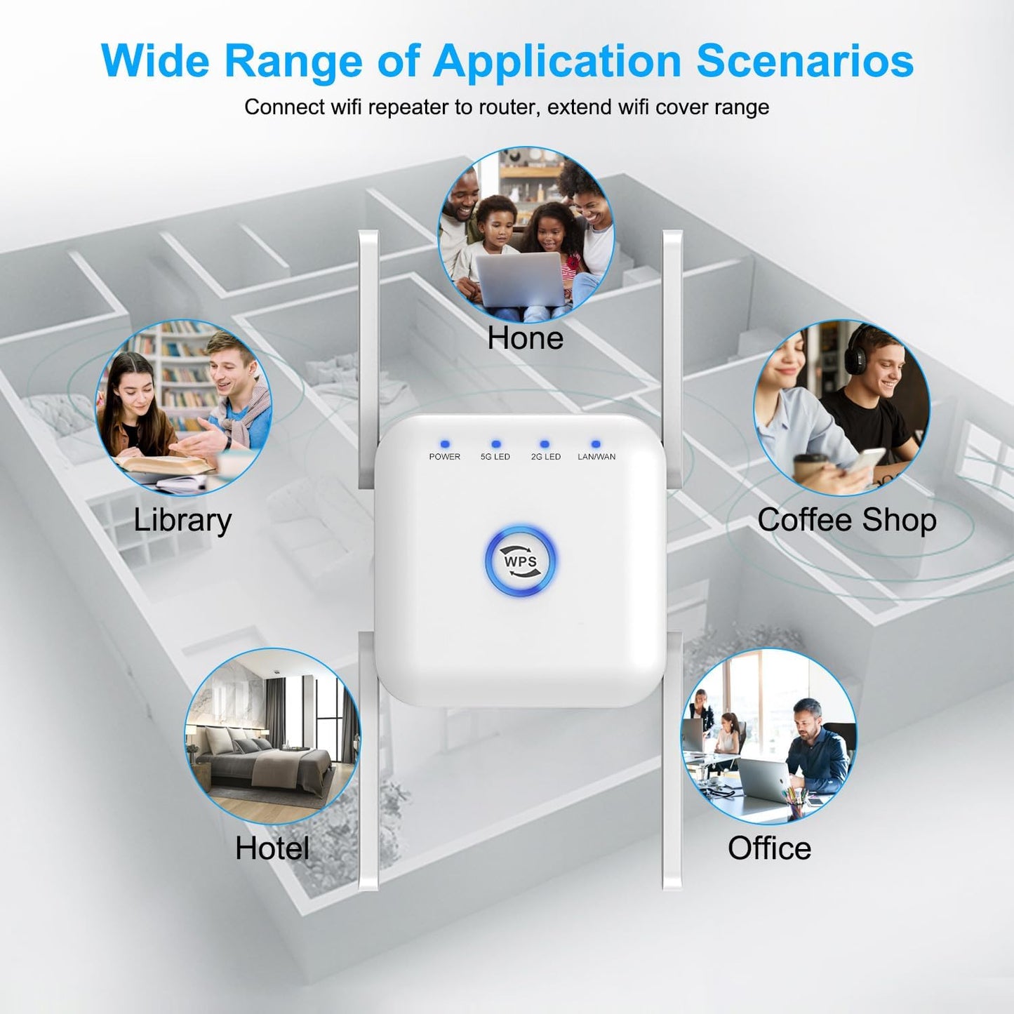 WiFi Extender 1200Mbps Dual-Band – WiFi Repeater & Signal Booster with Ethernet Port, Covers up to 4500 Sq. Ft & 35 Devices, Easy Setup