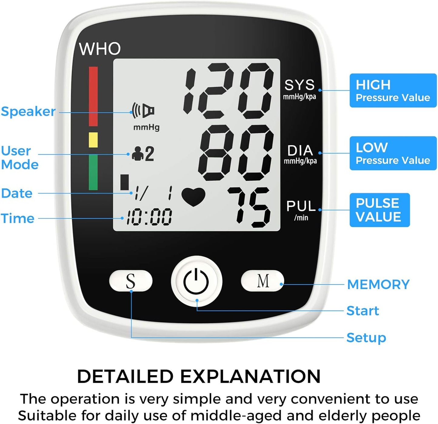 Blood Pressure Monitor with Carrying Case Portable
