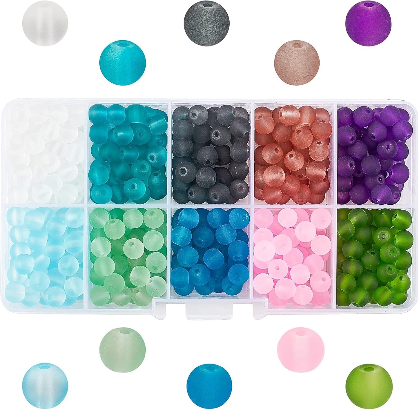 400pcs 8mm Glass Beads for Jewelry Making Bracelets Including 200pcs Faceted Crystal Glass Beads
