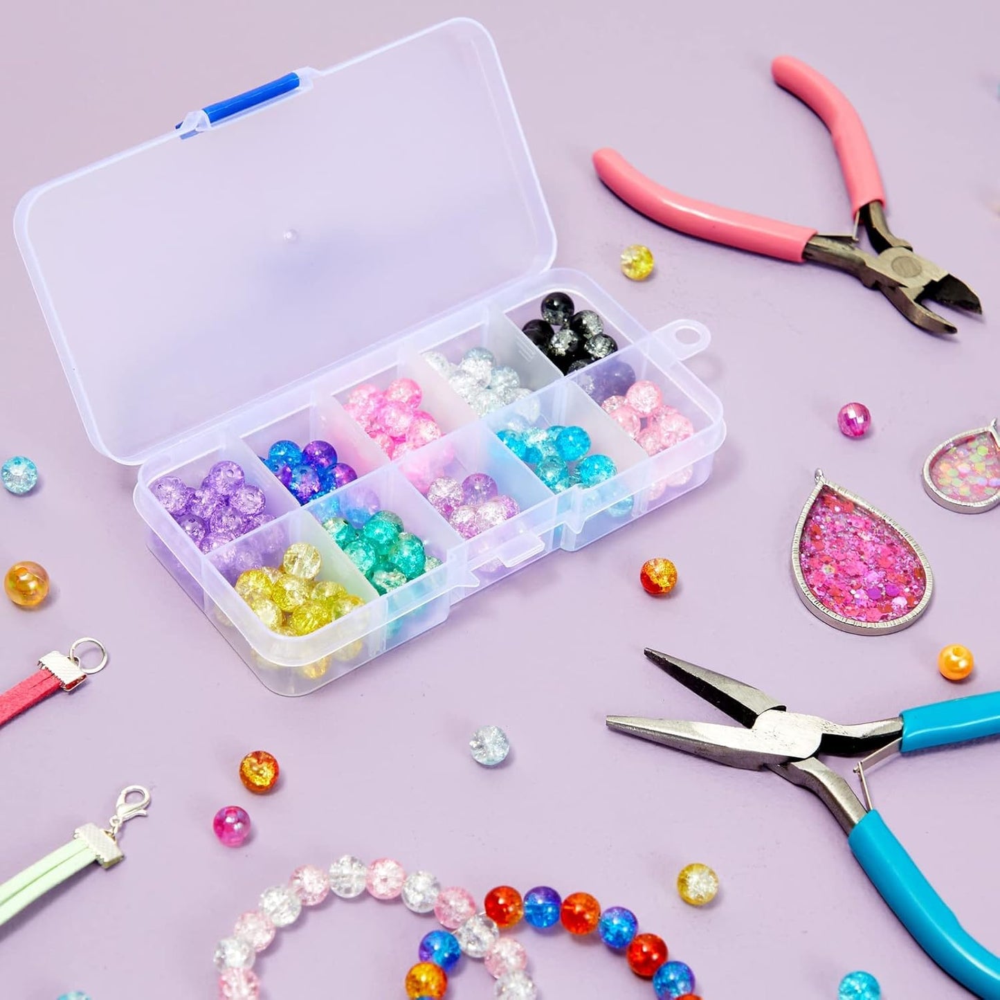400pcs 8mm Glass Beads for Jewelry Making Bracelets Including 200pcs Faceted Crystal Glass Beads