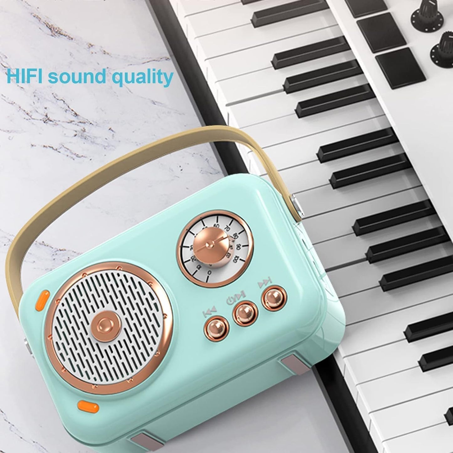 Portable Bluetooth Speaker with Microphone Set,Retro Speaker with Home Karaoke Machine