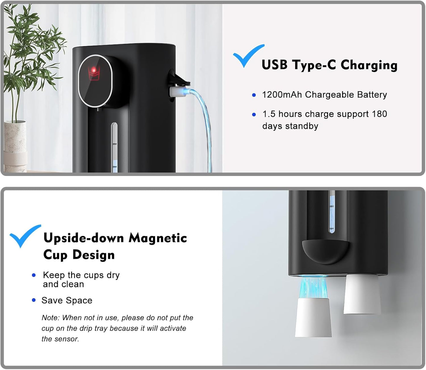Automatic Mouthwash Dispenser for Bathroom, 18.26Oz Wall Mounted Mouth Wash Dispenser with Magnetic Cups
