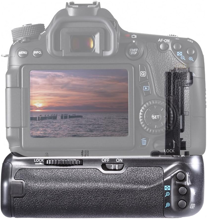 Battery Grip (Replacement for BG-E14), Vertical Grip with Shutter/Function Buttons, Powered By LP-E6 Battery or 6 PCS AA Batteries for Canon EOS 90D 80D 70D DSLR Camera (Batteries Not Included)