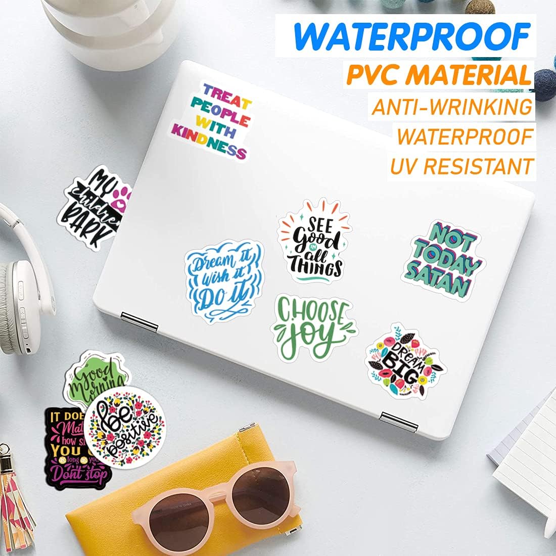 200pcs Inspirational Word Stickers Pack – Motivational Quote Decals for All Ages
