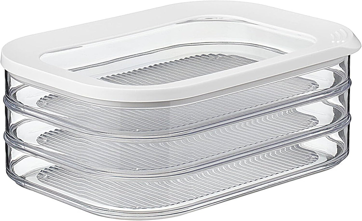 Rounded Food Storage Box with Lid Set of 3 | Ideal for Cold Cuts, Cheese, and More | Stackable design | Transparent Framed Lid | BPA-Free, Nordic White (17oz/500ml)