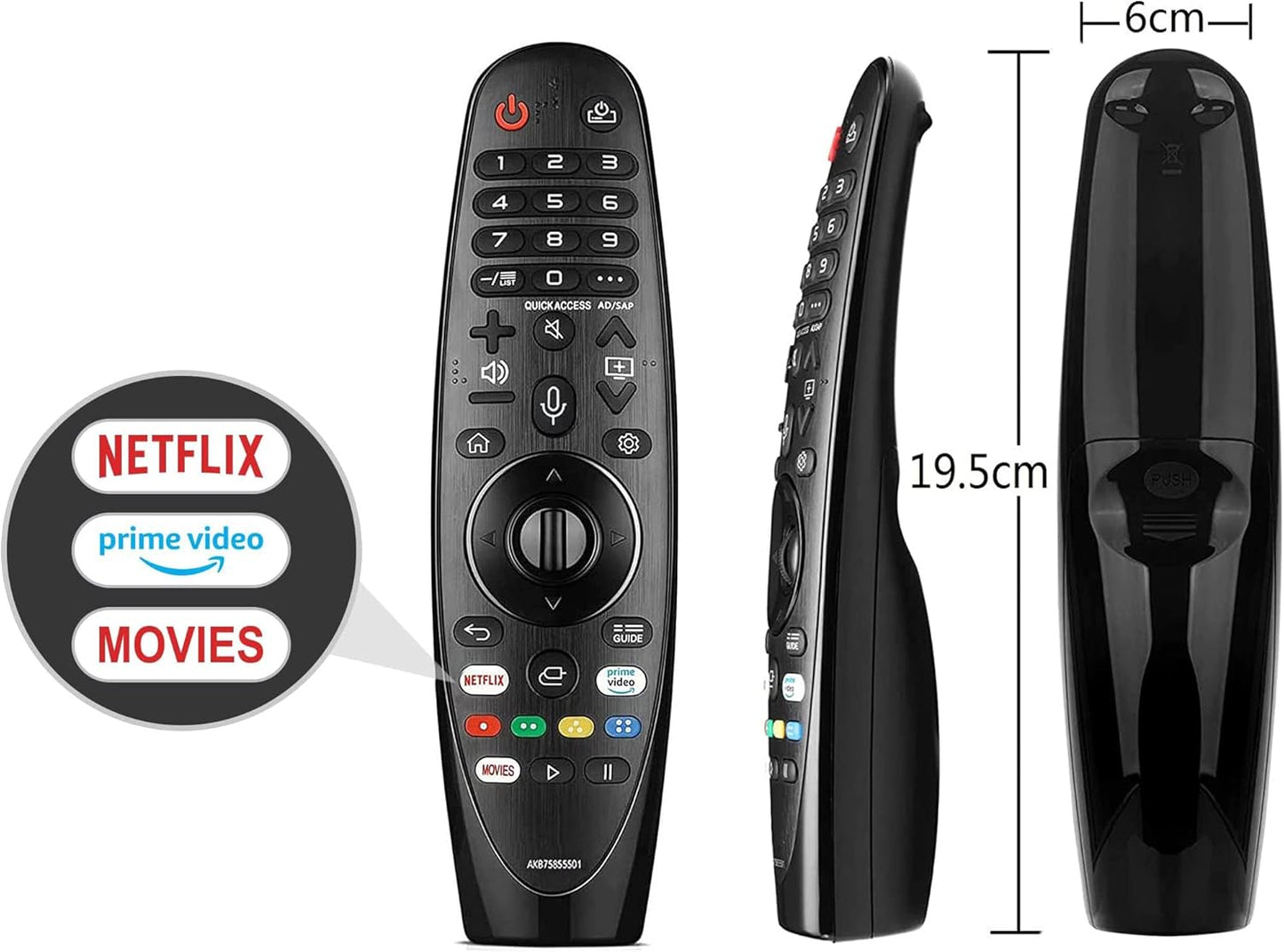 Universal Replacement Remote Control for LG TV AKB75855501 Remote, Compatible with All LG TV Models, AN-MR20GA AN-MR600G AN-MR650G ANMR650A