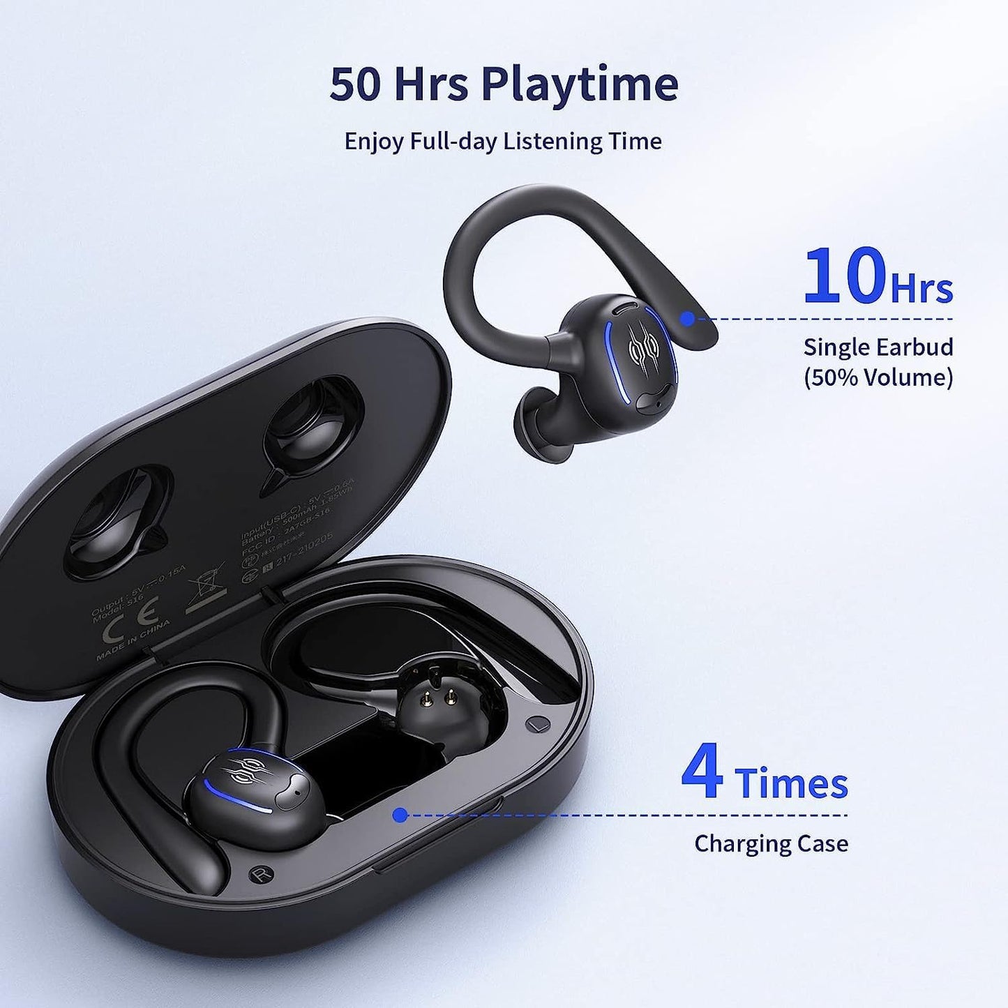 Wireless Earbuds Bluetooth Headphones 50Hrs Playback IPX7 Waterproof Sports Earphones
