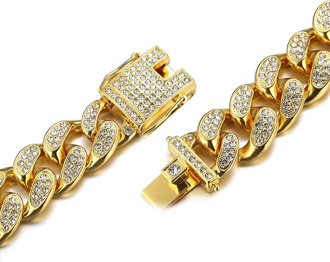 Retro Full Diamond Bracelet β Gold Plated Stainless Steel Jewelry for Women