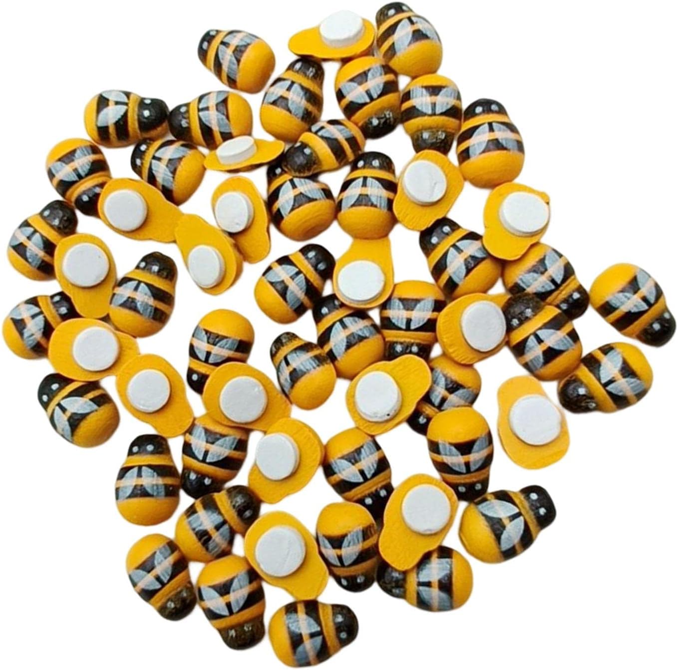 🐝 100Pcs Mini Self-Adhesive Wooden Bumble Bees – Cute Craft Embellishments & DIY Décor