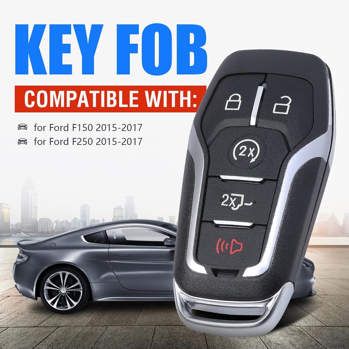Remote Key Fob Case Shell Cover for Ford F150/F250 2015 2016 2017