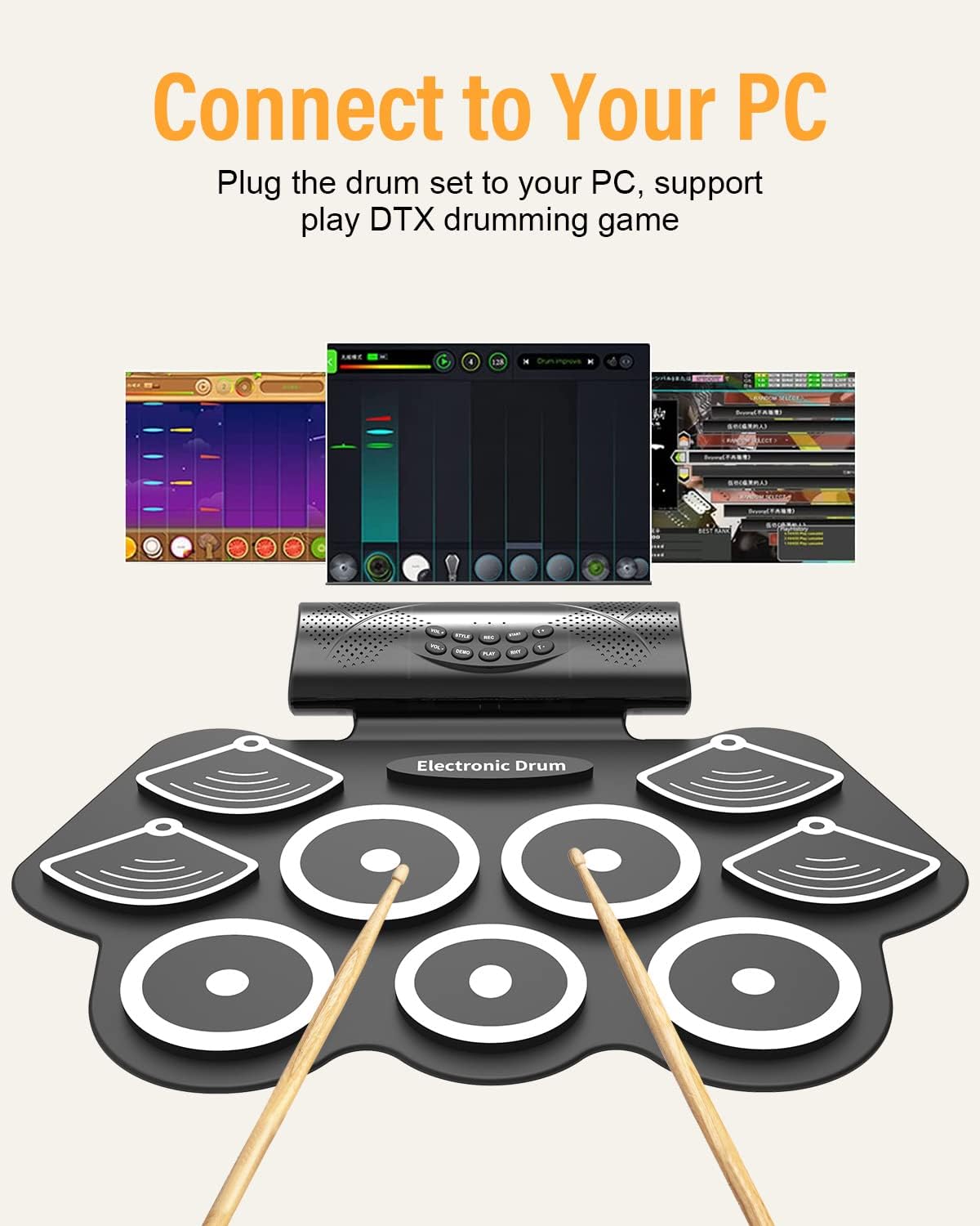 Electronic Drum Set for Kids – 9 Pad Roll Up Digital Drums with Speakers & MIDI