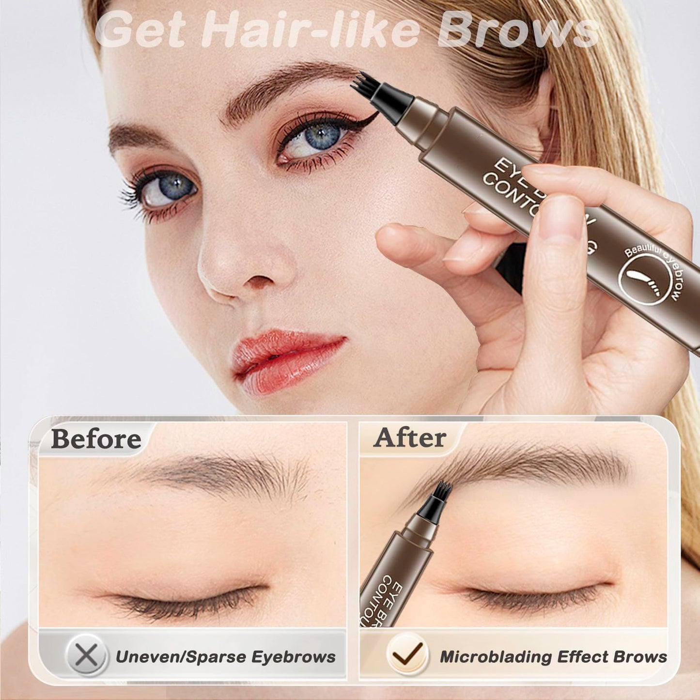 ποΈ 4 Points Eyebrow Pen - Grayish Brown (04) | Waterproof Microblading Brow Pencil