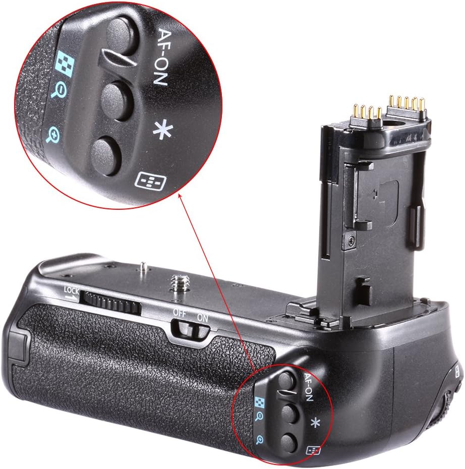 Battery Grip (Replacement for BG-E14), Vertical Grip with Shutter/Function Buttons, Powered By LP-E6 Battery or 6 PCS AA Batteries for Canon EOS 90D 80D 70D DSLR Camera (Batteries Not Included)
