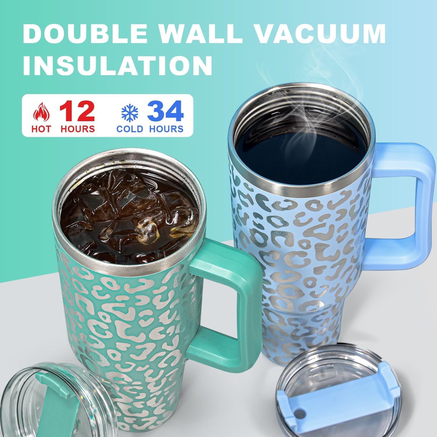 40 oz Tumbler with Handle and Straw, 100% Leak-Proof Travel Mug
