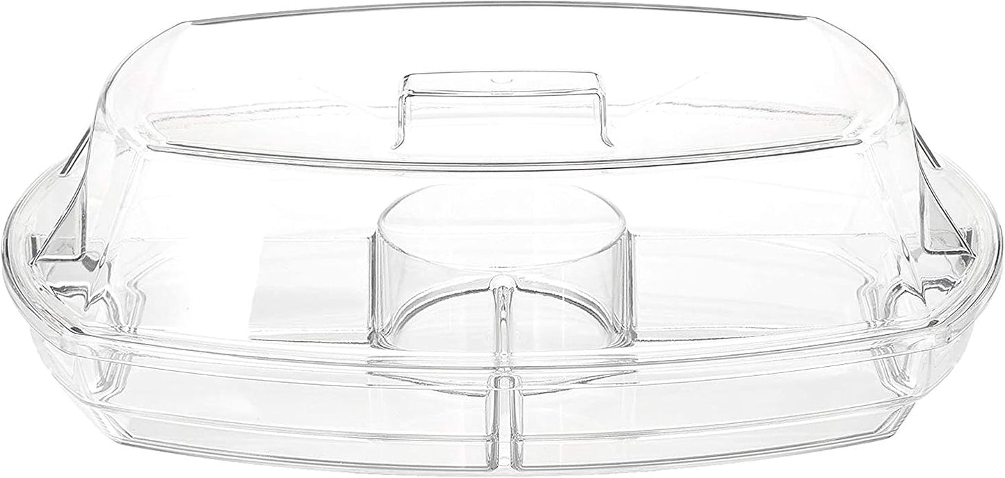 Flip-Lid Appetizers on Ice Tray – 15” Clear Serving Chiller for Parties, Buffet, and Events