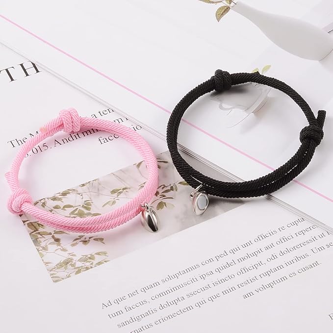 Twin Soul Magnetic Couple Bracelets – 2pcs Braided Rope Gift for Him & Her
