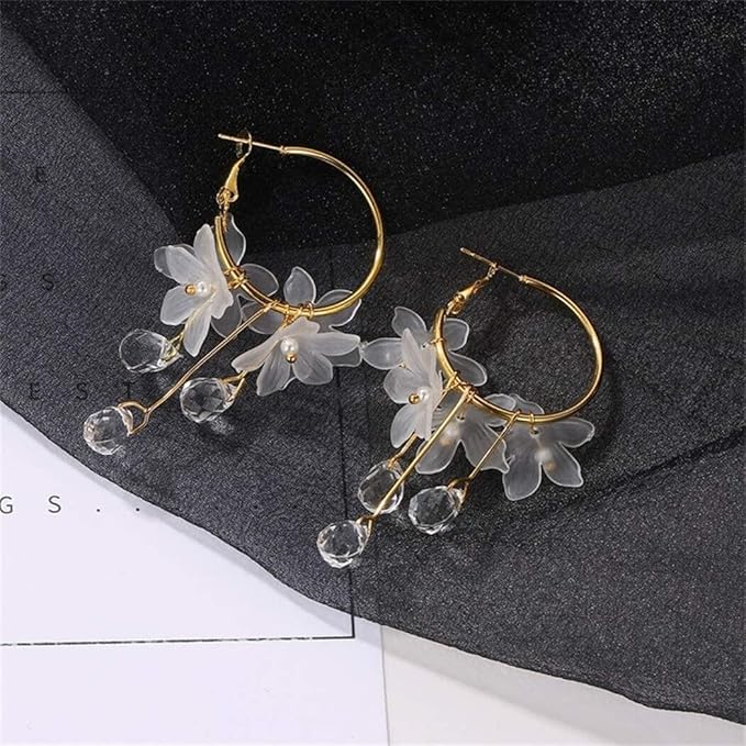 Gold Flower Hoop Earrings for Women