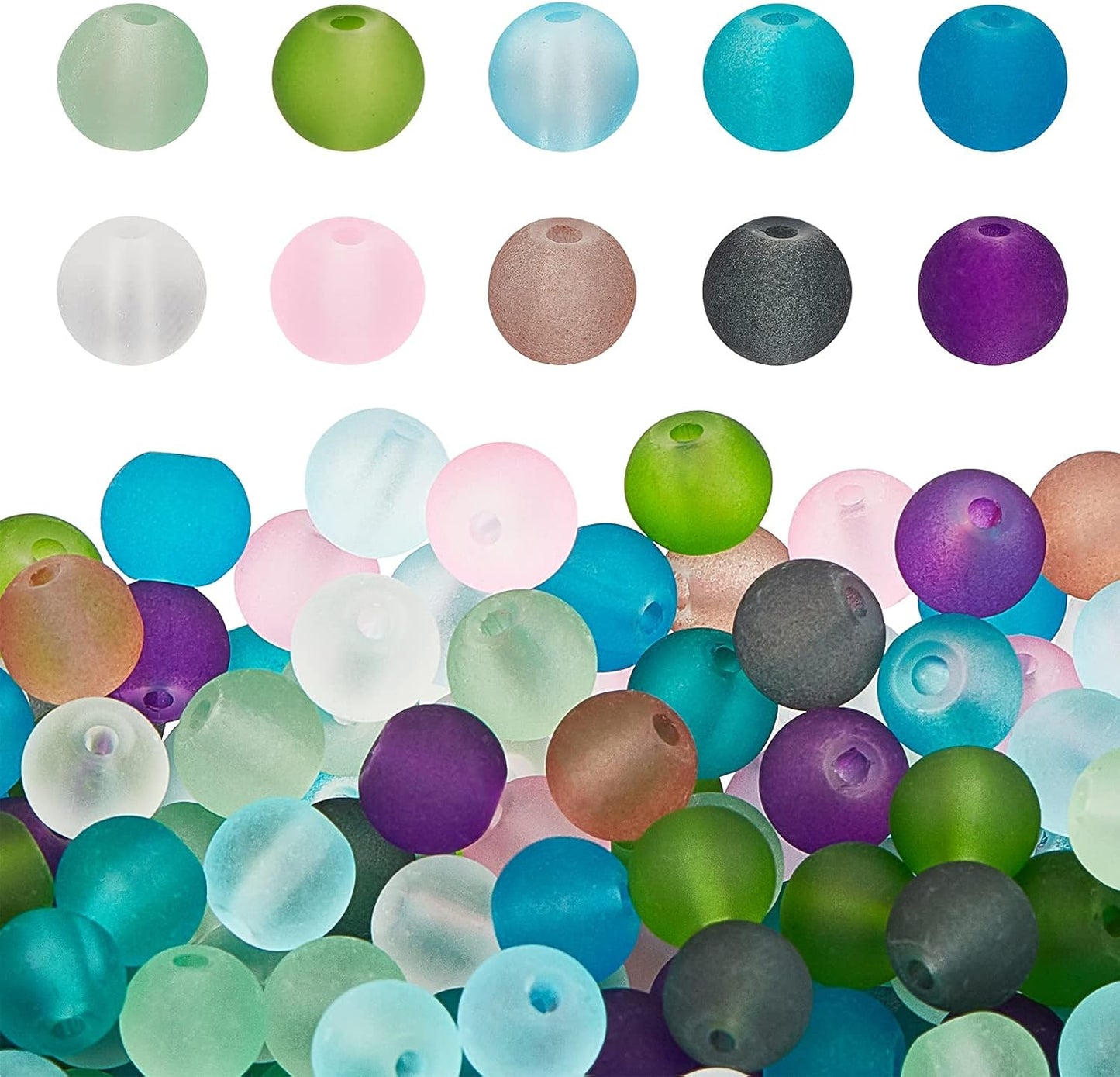 400pcs 8mm Glass Beads for Jewelry Making Bracelets Including 200pcs Faceted Crystal Glass Beads