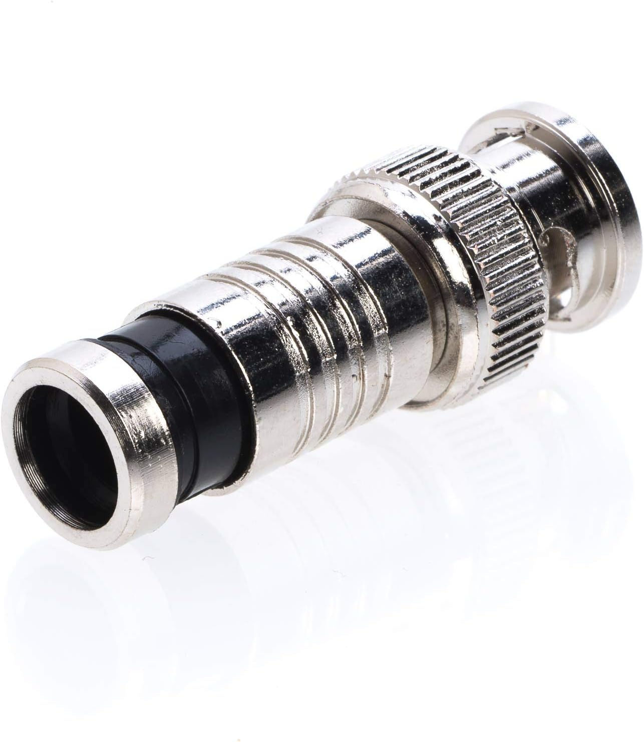 RG59 Male Compression Coax Connector for CCTV Security Camera DVR Systems, All-Metal Construction with Anti-Corrosion Nickel-Plated Finish, 2-Piece Design for Superior RF Integrity – 50 Pack