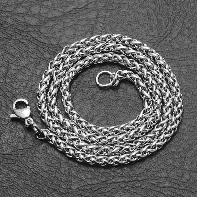 π 8mm Heavy Braided Wheat Chain for Men β 24β Stainless Steel Necklace | Durable, Stylish, Unisex Jewelry