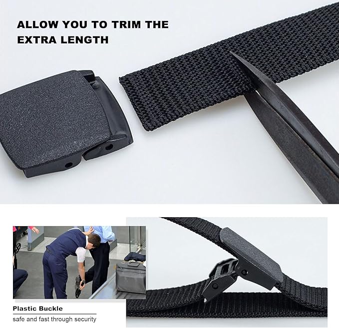 3 Pack Men’s Tactical Nylon Belt with Automatic Buckle – Adjustable Military-Style Webbing Belt for Everyday & Outdoor Use