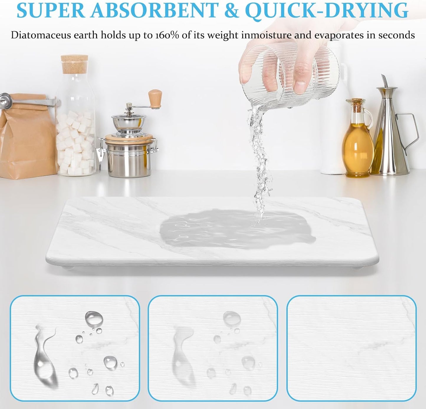 Stone Dish Drying Mat for Kitchen Counter