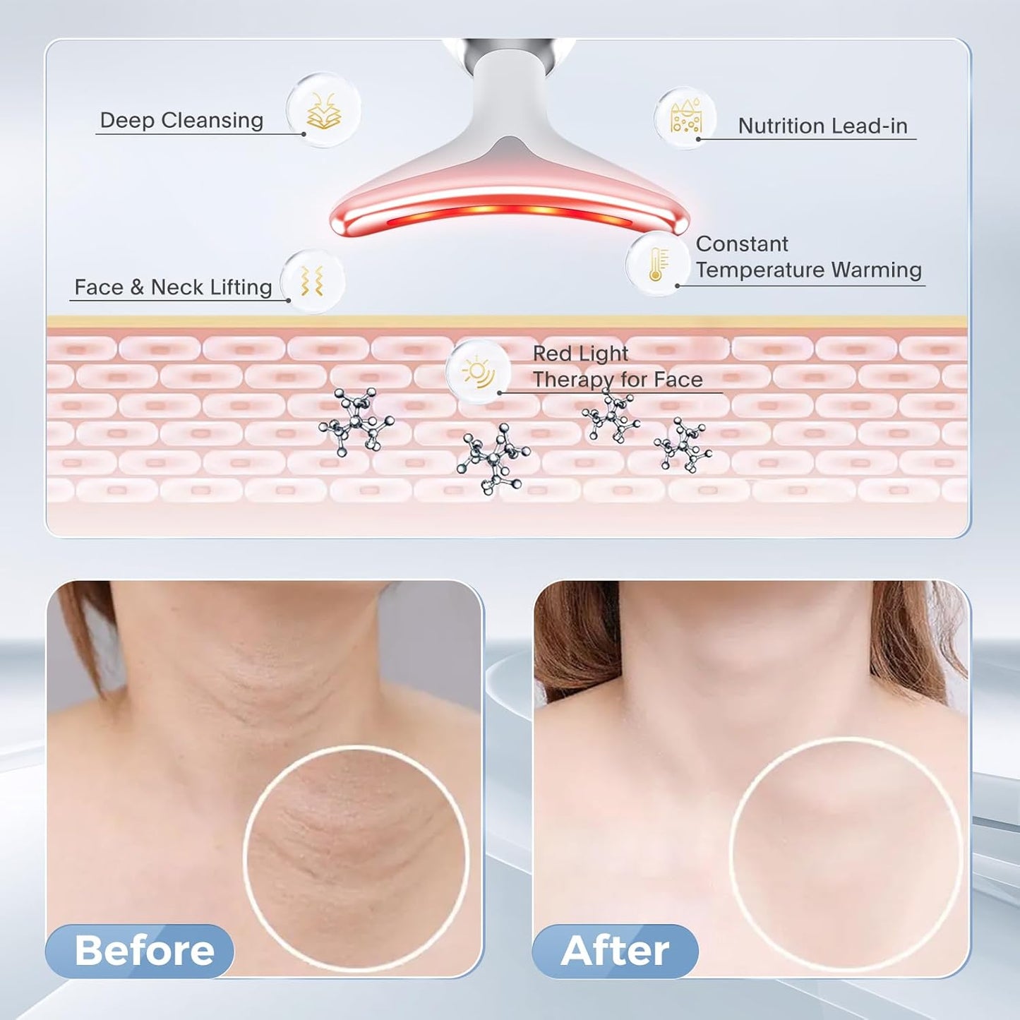 7-in-1 Deplux Face Neck Massager for Skin Care at Home, Facial Massager Glossy Black