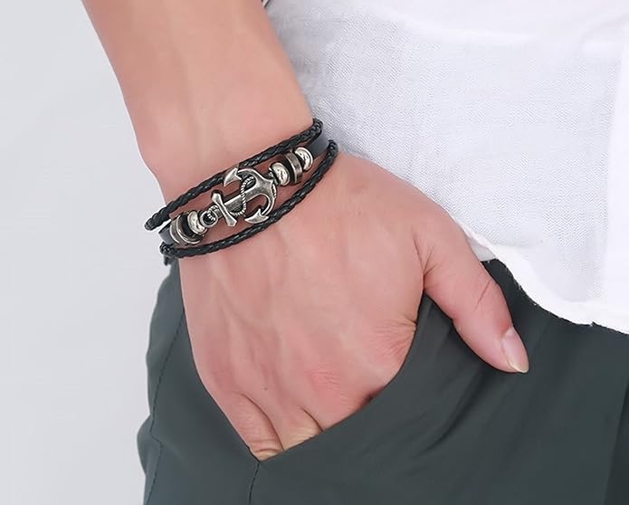 ⚓ Retro Anchor Alloy Layered Bracelet – Bold, Nautical-Inspired Style ⚓