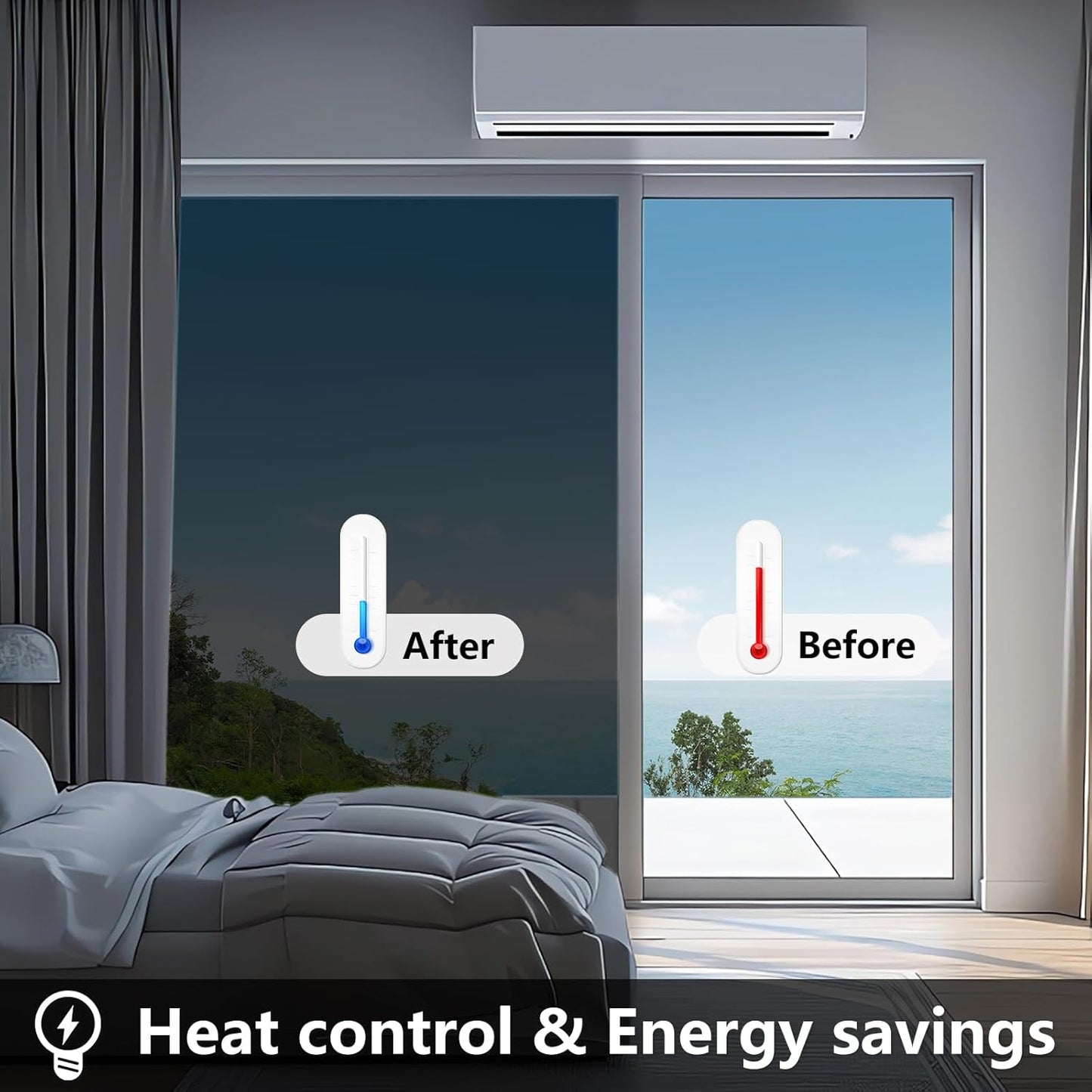 Window Privacy Film See Out Not in Sun Blocking Anti UV Window Heat 23.6 inch X 9.84 feet