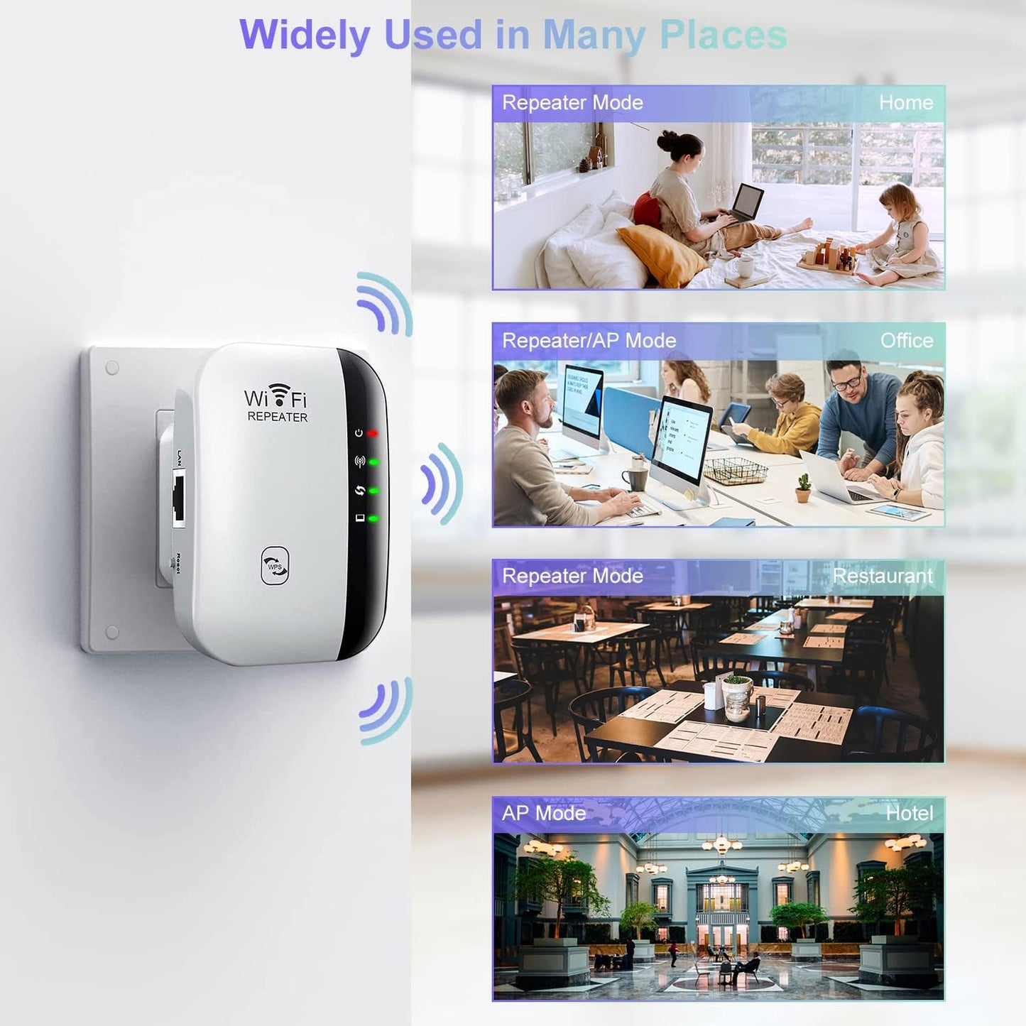 WiFi Extender Signal Booster Up to 5000sq.ft and 50 Devices, WiFi Range Extender, Wireless Internet Repeater, Long Range Amplifier with Ethernet Port