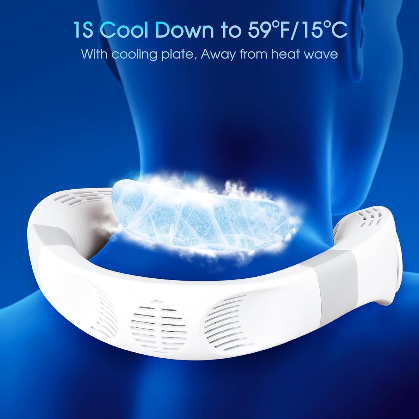 Neck Fan with Cooling Plate Neck Air Conditioner 4400mAh Rechargeable Battery Operated